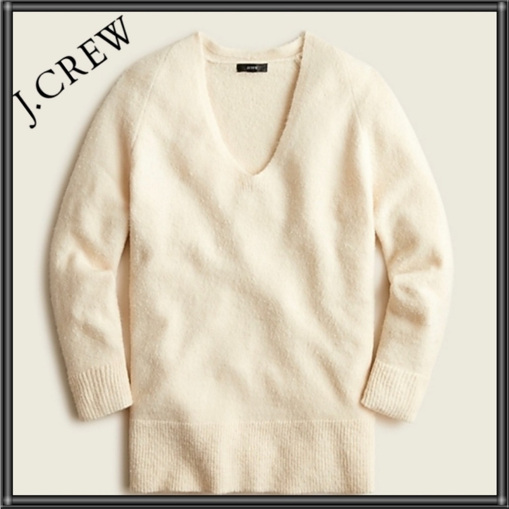 J Crew Stretch-wool V-neck tunic sweater